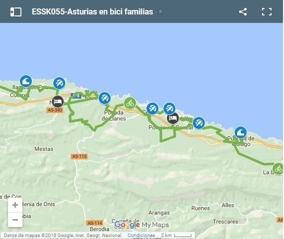 Map piste cyclable en famille Asturies