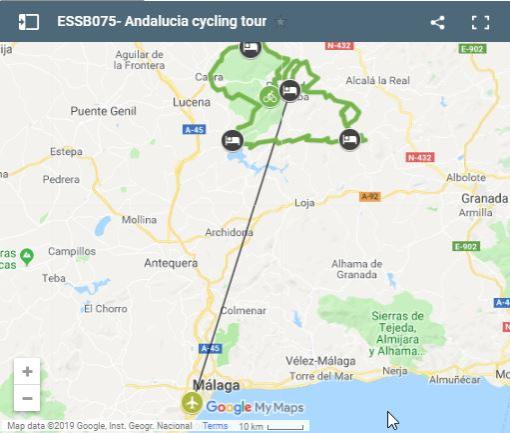 Carte pistes cyclables Andalousie 
