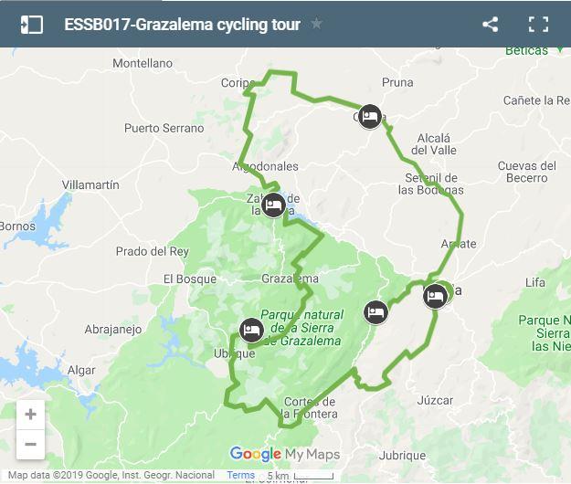Carte pistes à vélo Grazalema